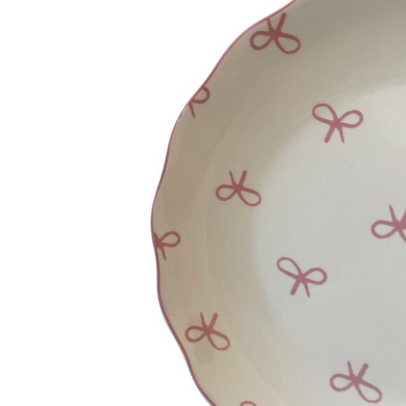 GODINGER Pink Bow 8in Salad Plates Set of 4 NEW - Picture 10 of 15
